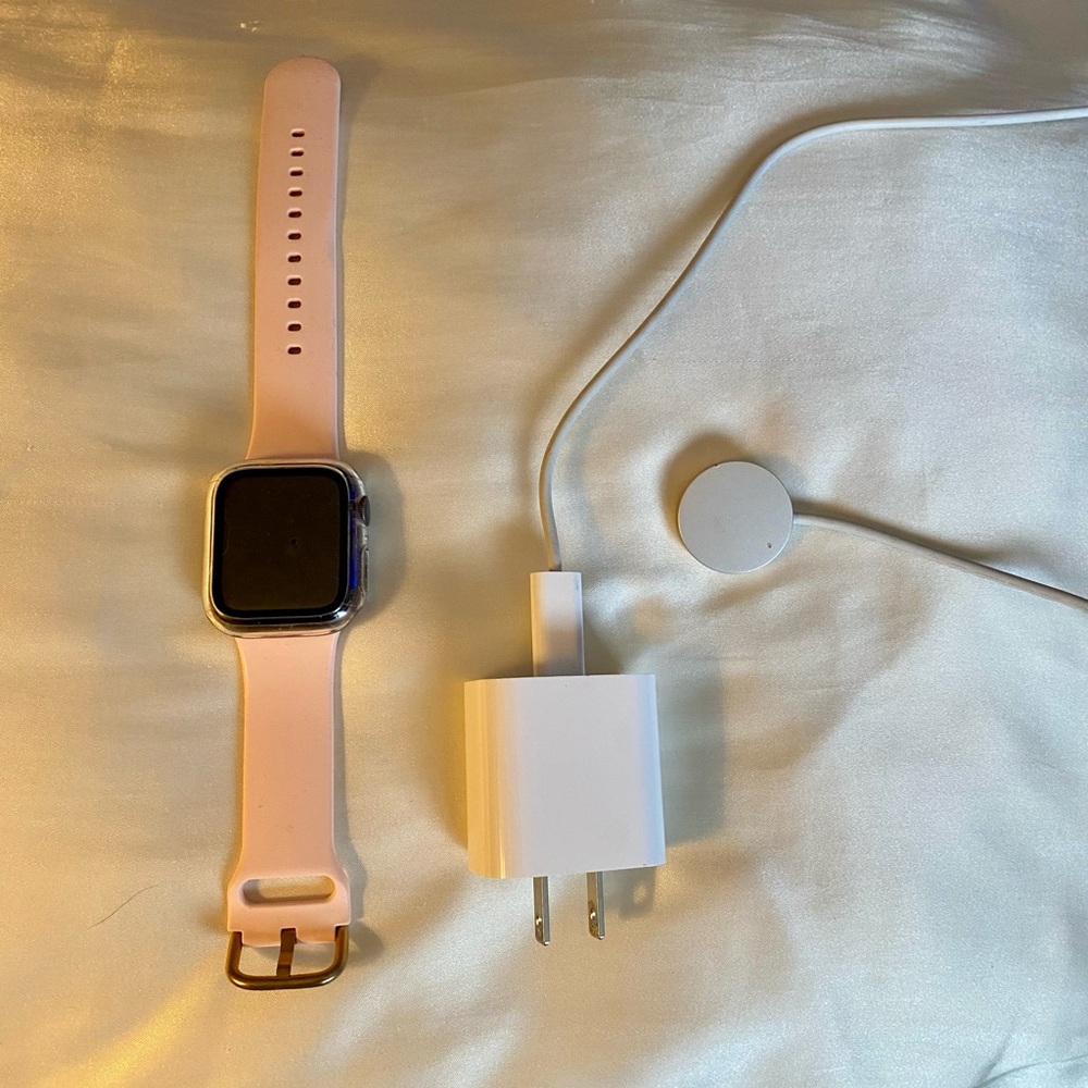 Pink Smartwatch with Square Face and Flexible Band